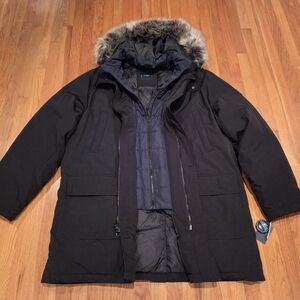 Lucky Brand Black Parka Jacket with Fur Trim NWT